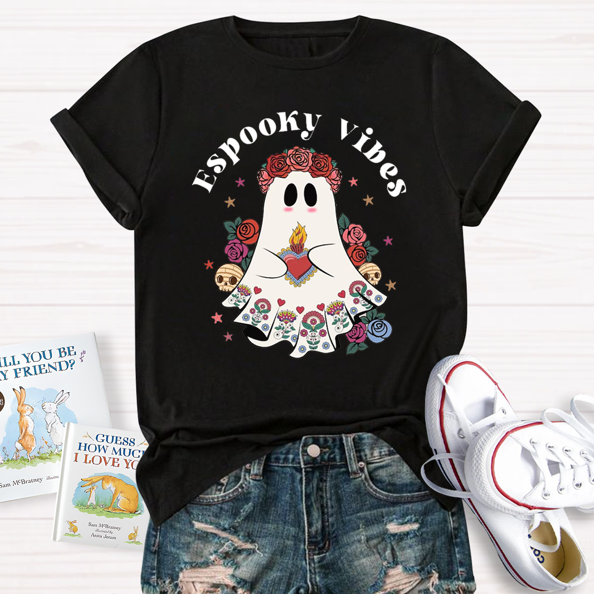 Espooky Vibes Mexican Ghost Halloween T-Shirt