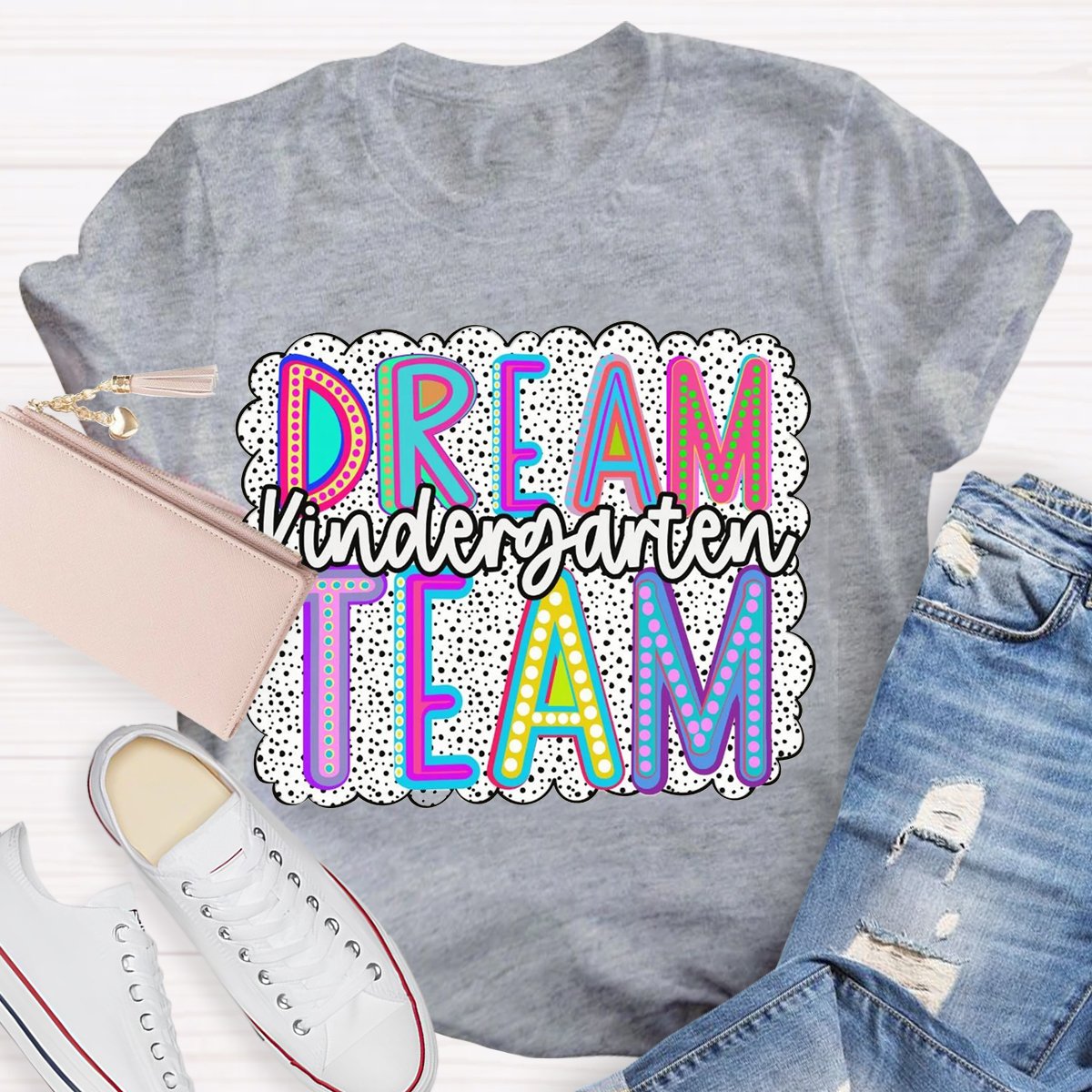 Personalized Grade Dream Team Dalmatian Dots Teacher Shirt