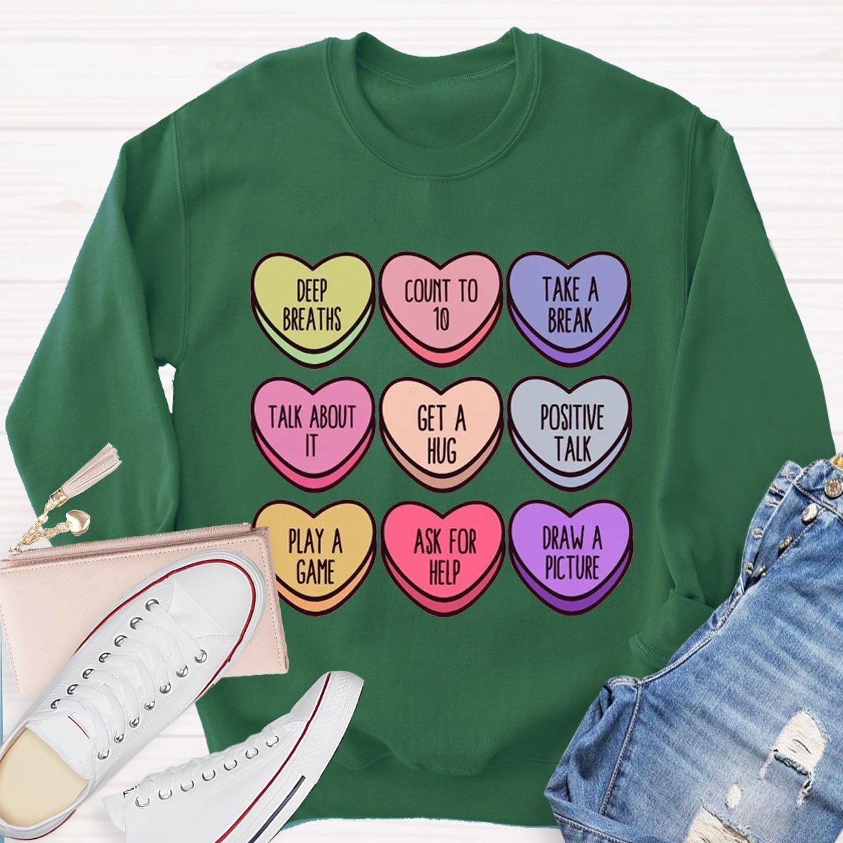 Comfort Colors Conversation Heart Teacher Sweatshirt