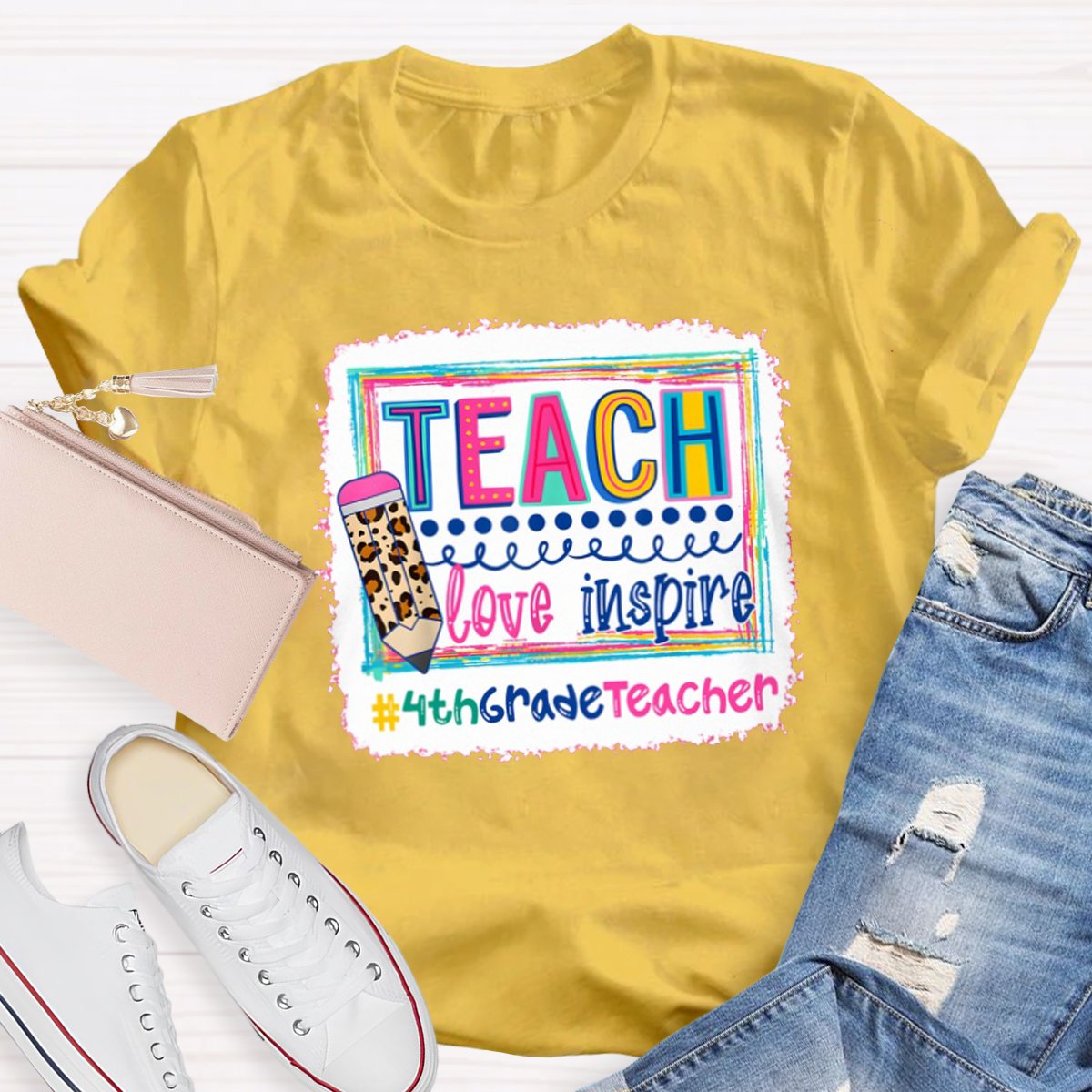 Personalized Teach Love Inspire Grade Teacher Teacher Shirt