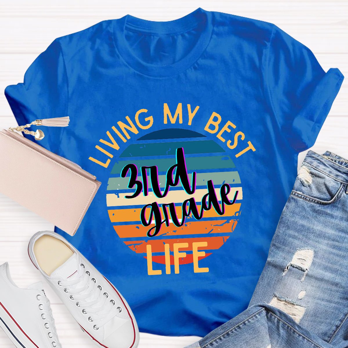 Personalized Living My Best 3nd Grade Life Teacher Shirt