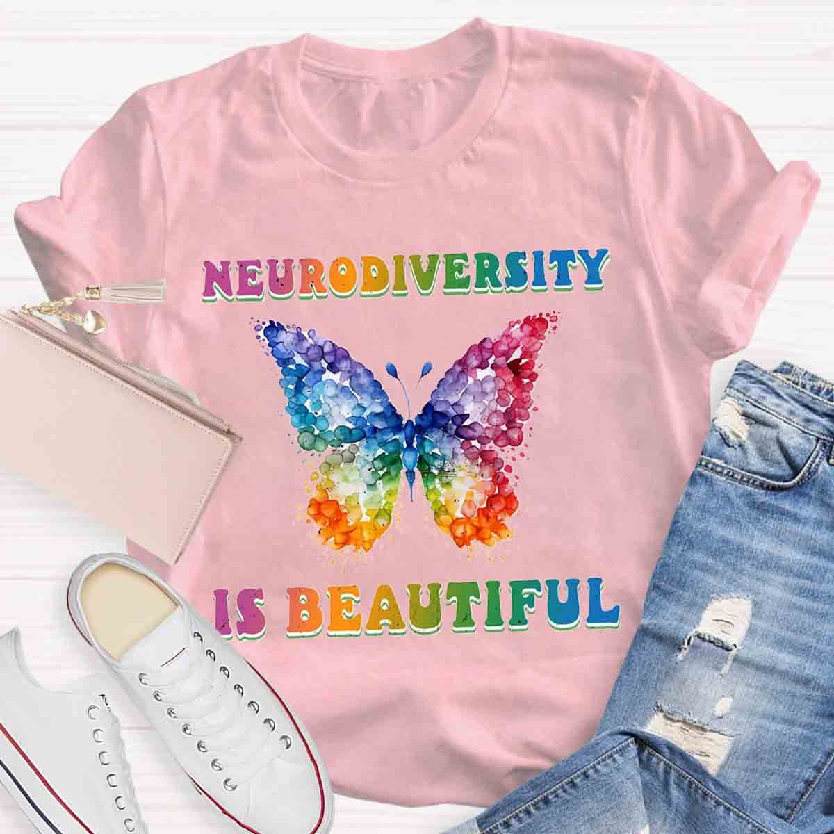 Neurodiversity is Beautiful Butterfly Design Special Ed Teacher T-Shirt