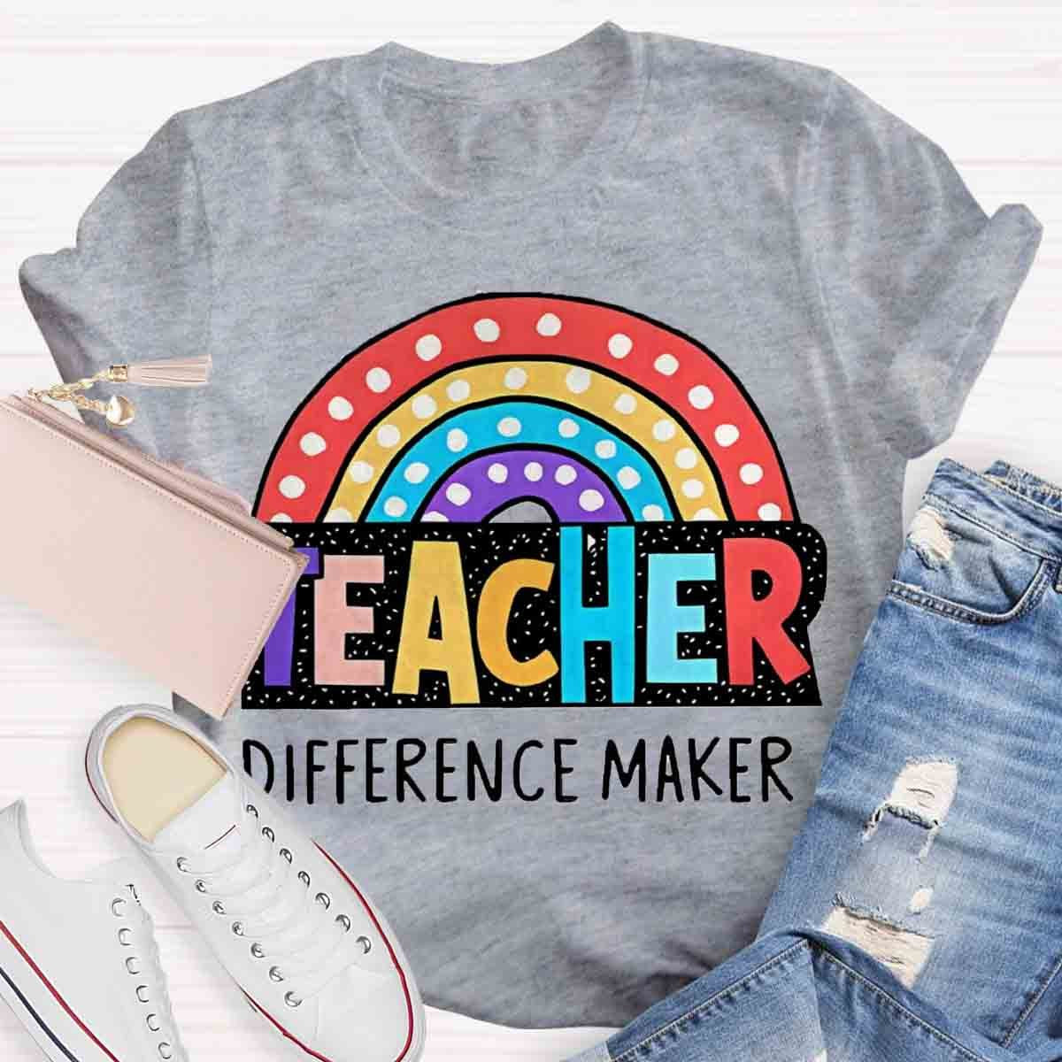 Rainbow Teacher Difference Maker T-Shirt