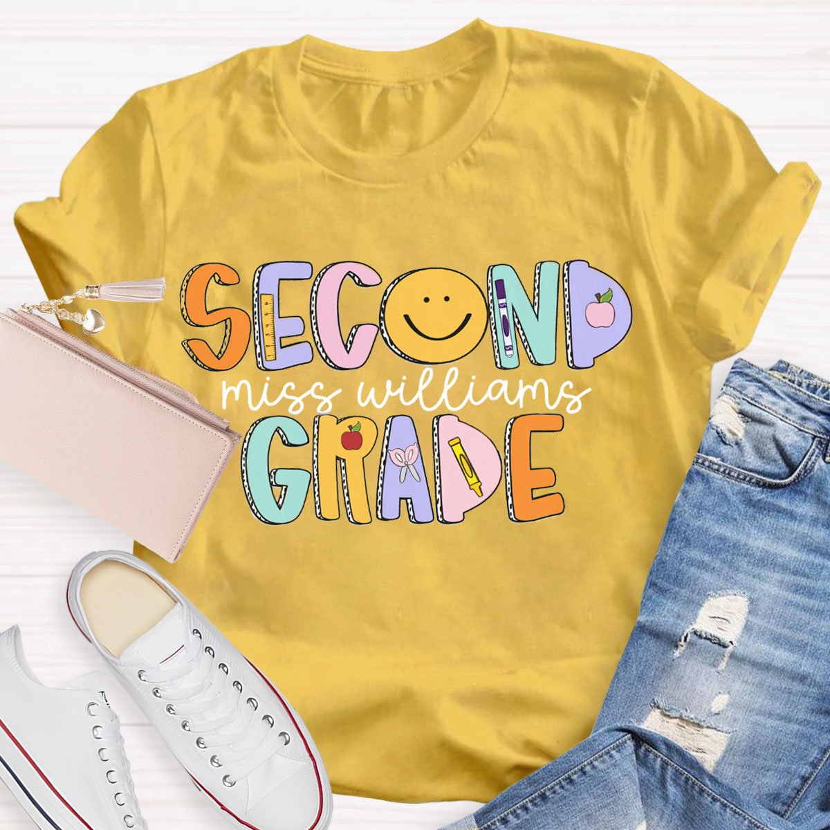 Personalized  Grade And Name Back to School T-shirt