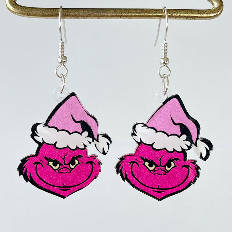 Pink Christmas Football Earrings