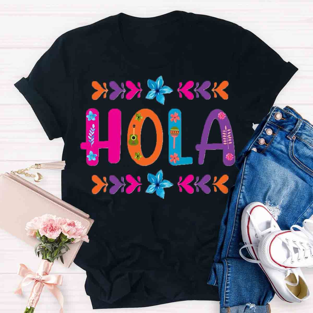 Floral Hola Spanish Teacher T-Shirt