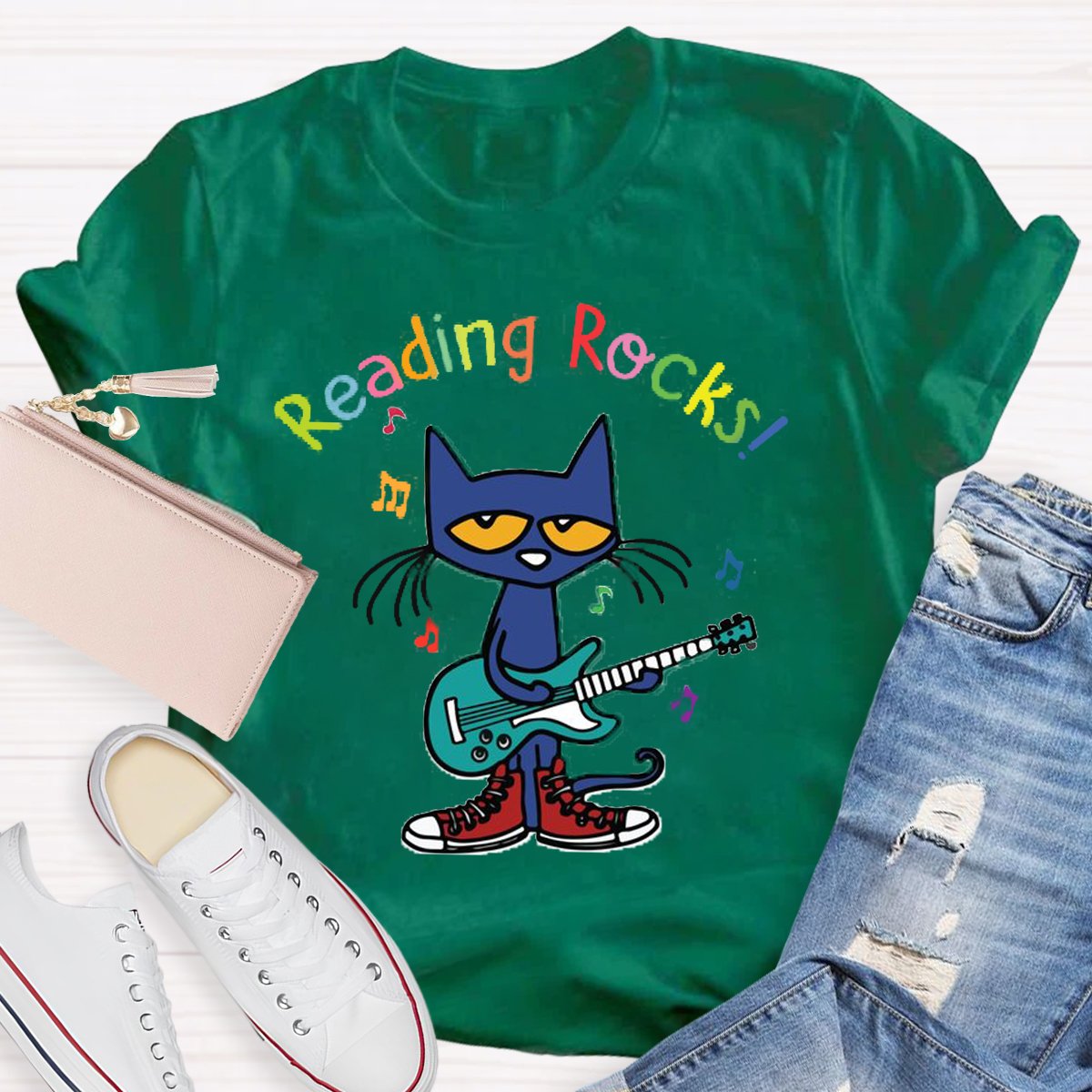 Reading Rocks Funny Cat T-Shirt