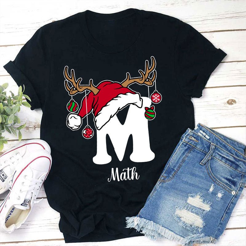 Personalized An Elk Santa Hat Teacher T-Shirt