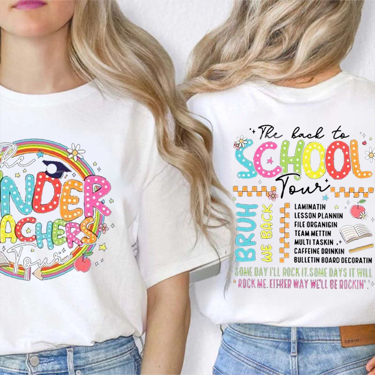 Personalized Grade Back To School Double Print Teacher T-Shirt