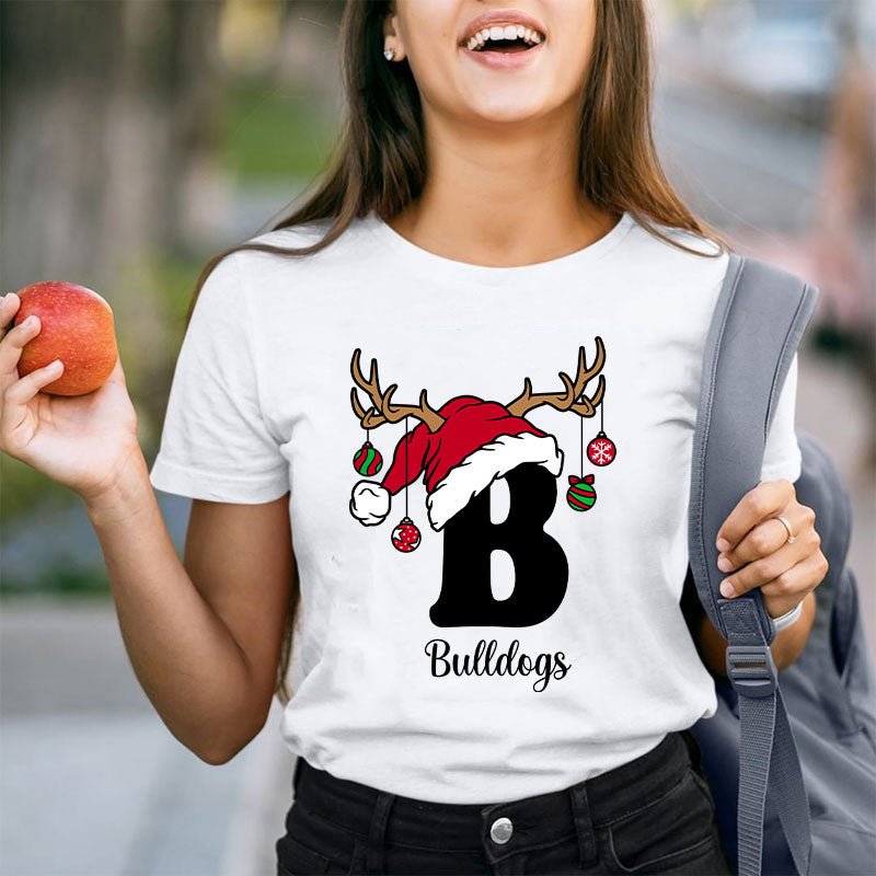 Personalized An Elk Santa Hat Teacher T-Shirt