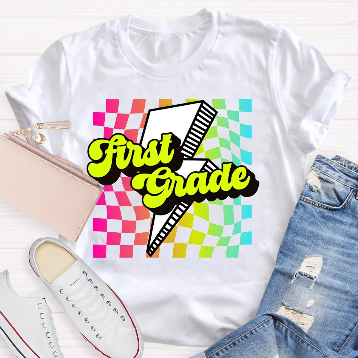 Personalized Grade Color Blocks Back to School T-shirt