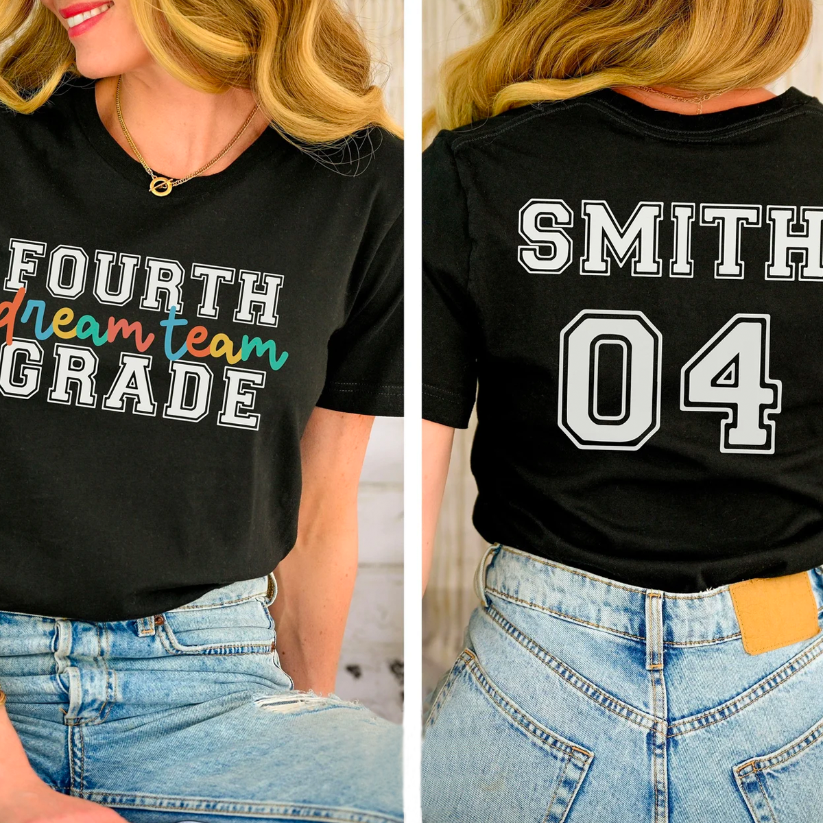 Personalized Your Grade Number And Name Teacher Back to School T-Shirt