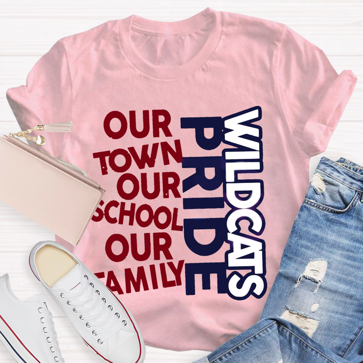 Personalized School Mascot Pride Our Town Our School Our Family Teacher T-Shirt