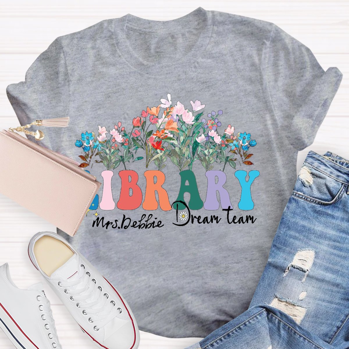 Personalized Librarian Name Library Dream Team T-shirt