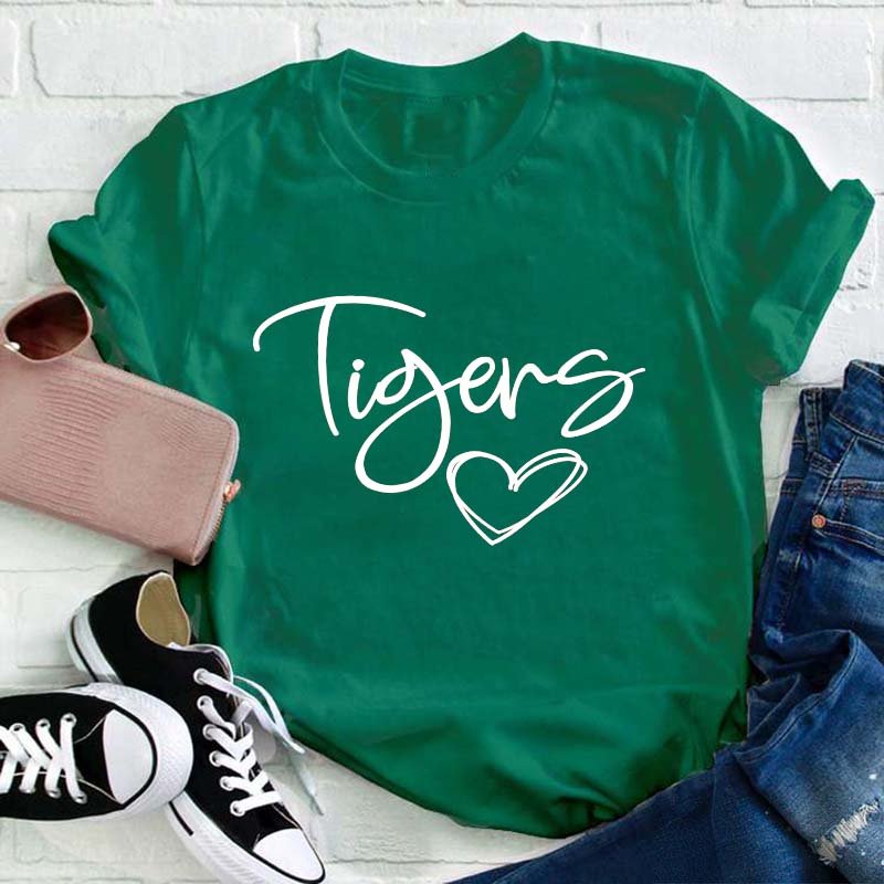 Personalized Name Mascot Heart Teacher T-Shirt