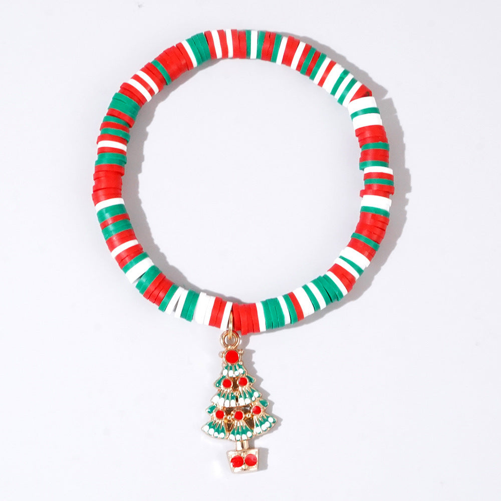 Christmas Polymer Clay Beaded Bracelet