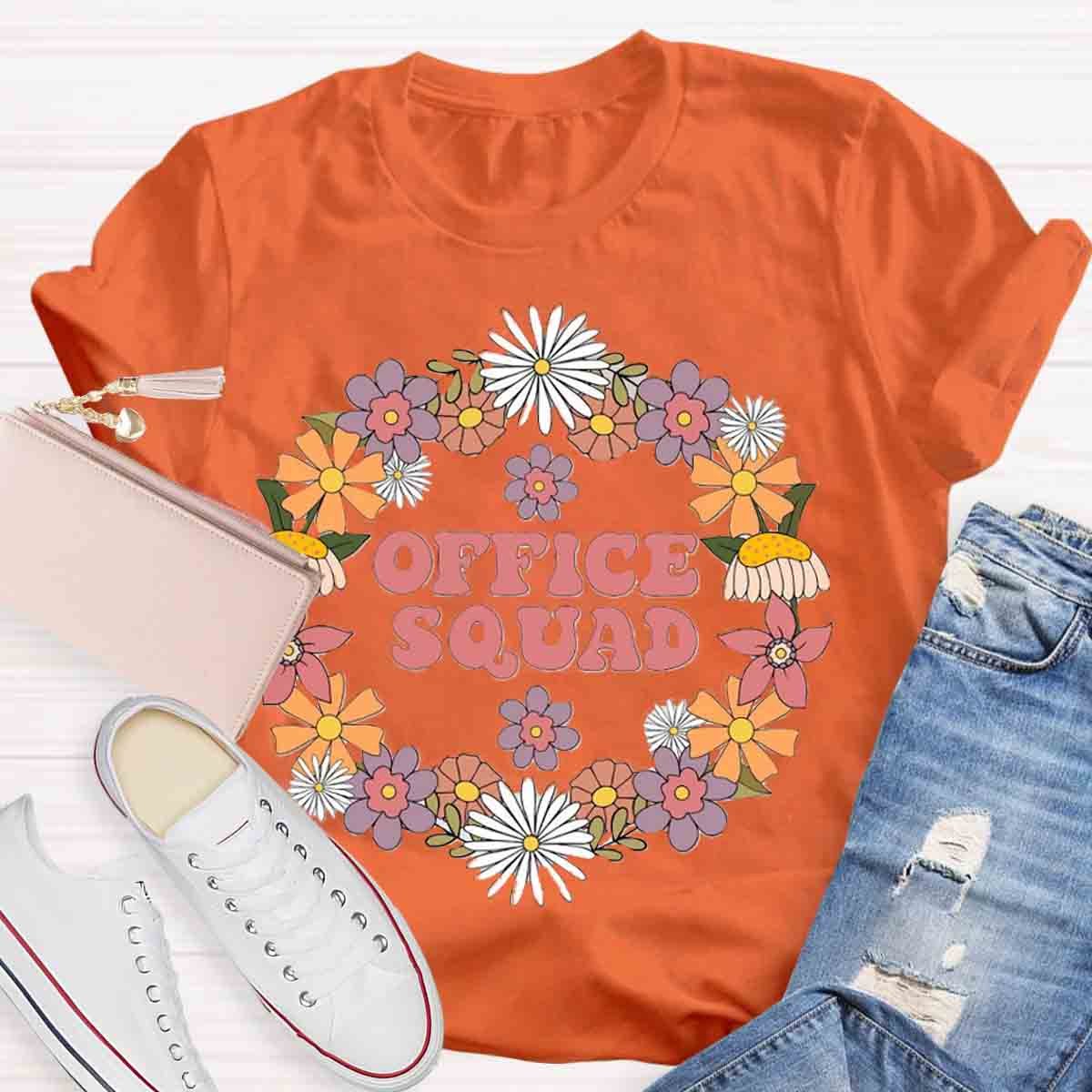 School Office Squad Floral Teachers T-Shirt