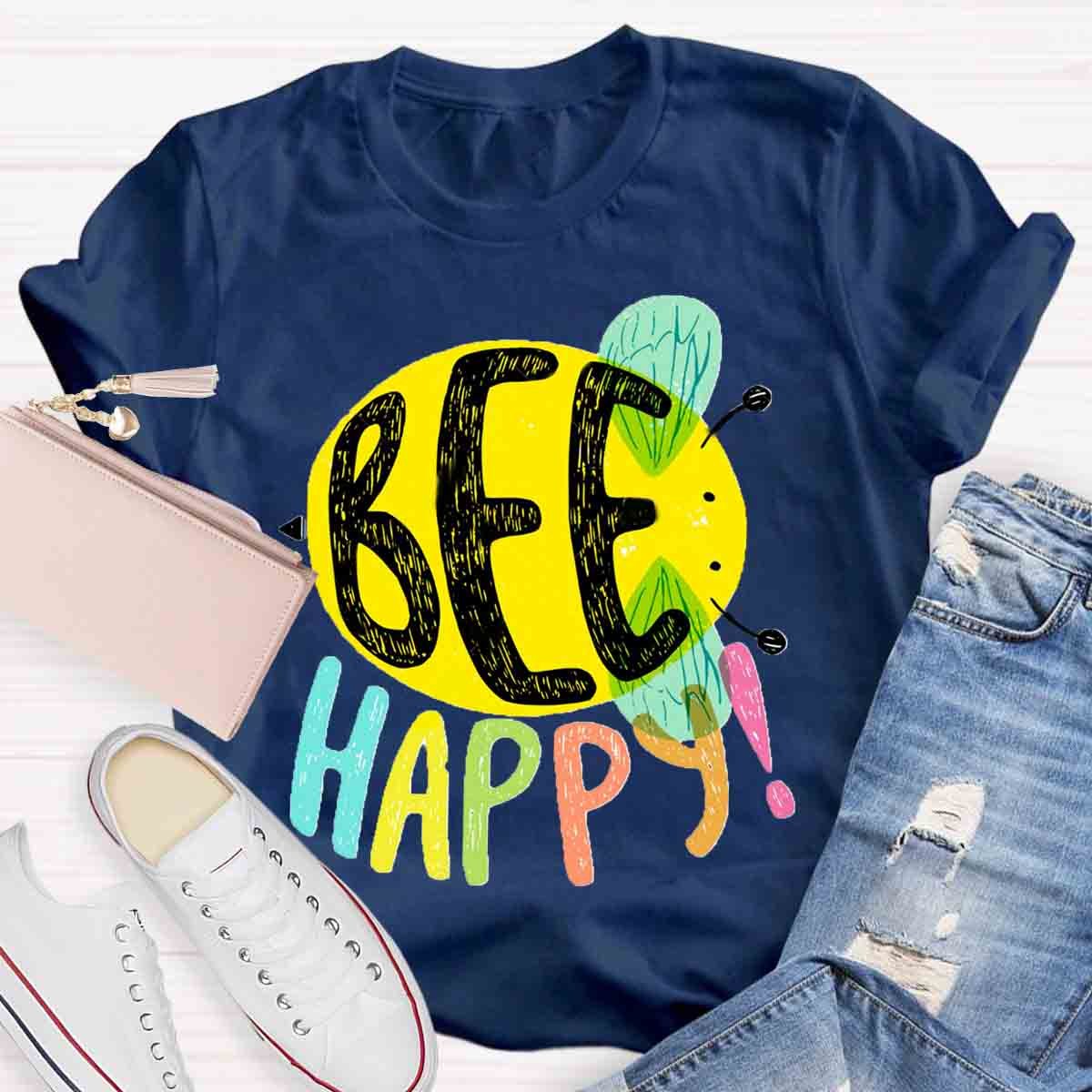 Bee Happy Cute Teacher T-Shirt