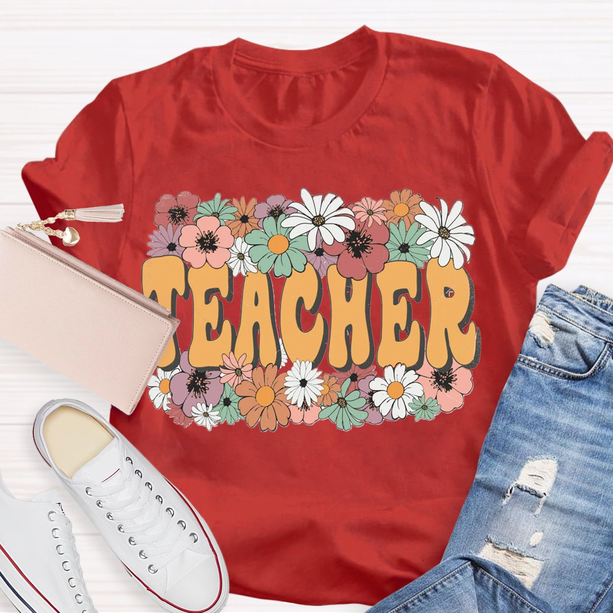 Cute Floral Trendy Teacher Shirt