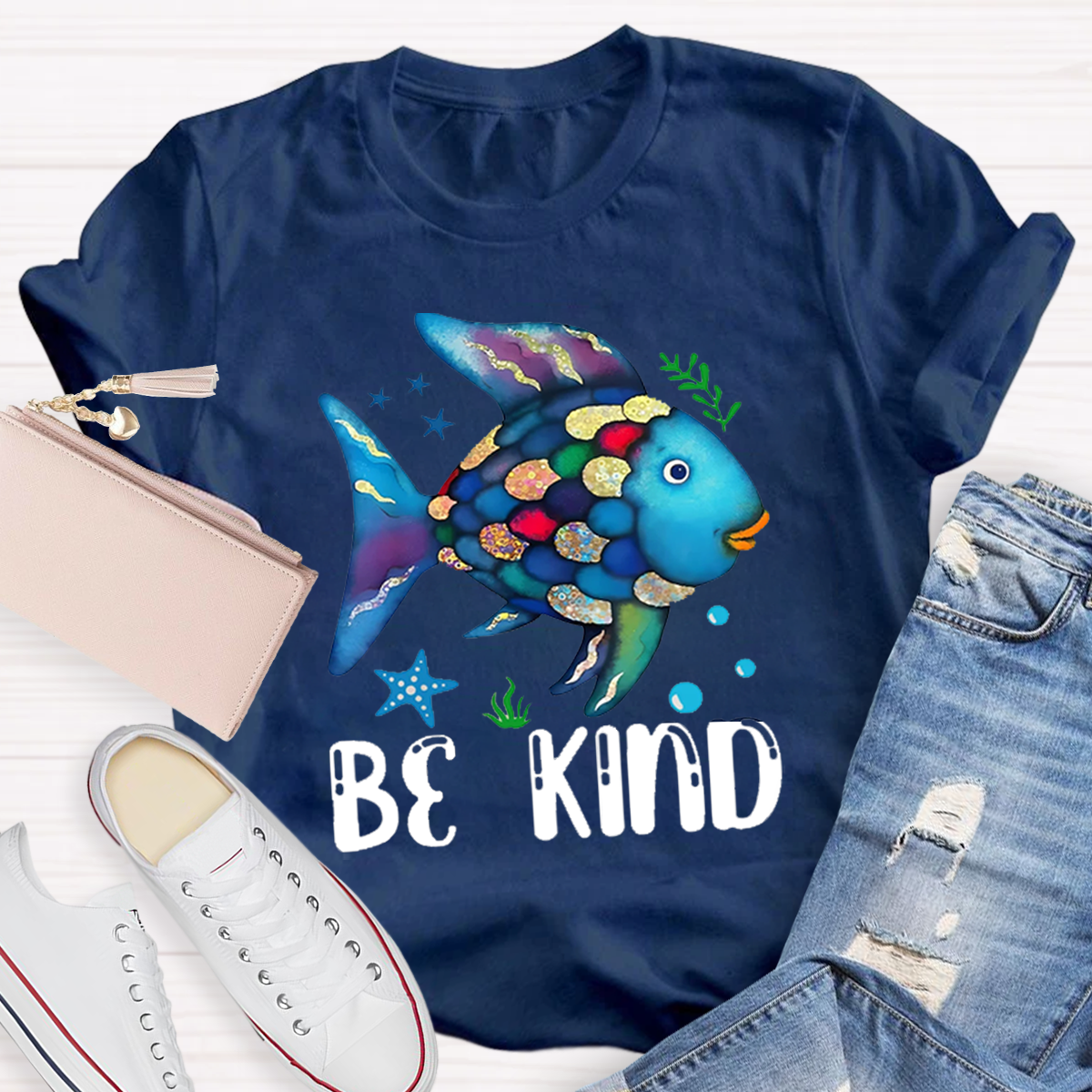 Be Kind Colorful Fish Swimming T-Shirt