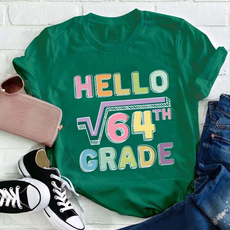 Personalized Grade Say Hello Math Teacher T-Shirt