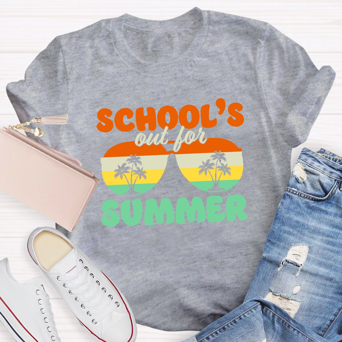 School's Out For Summer Teacher Graphic Tee Shirt