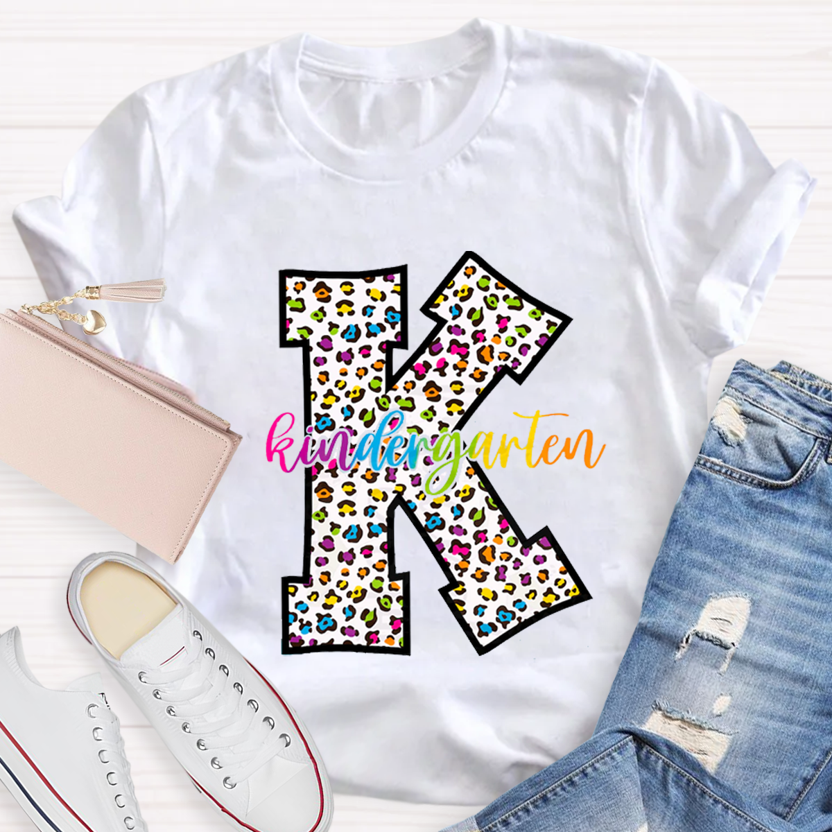 Personalized Grade Leopard Design Teacher T-Shirt