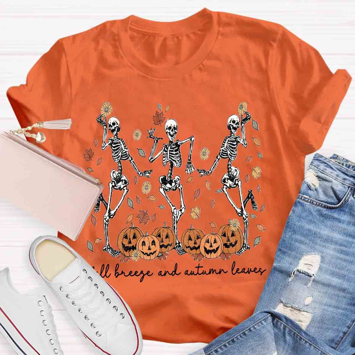 Halloween Dancing Skeletons Spooky Fall Shirt