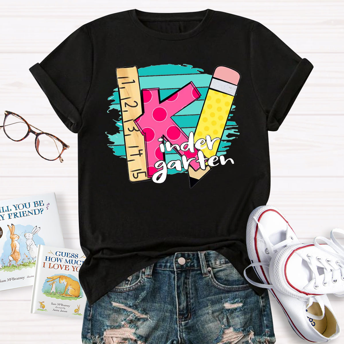 Personalized Grade Ruler Pencil Teacher T-Shirt