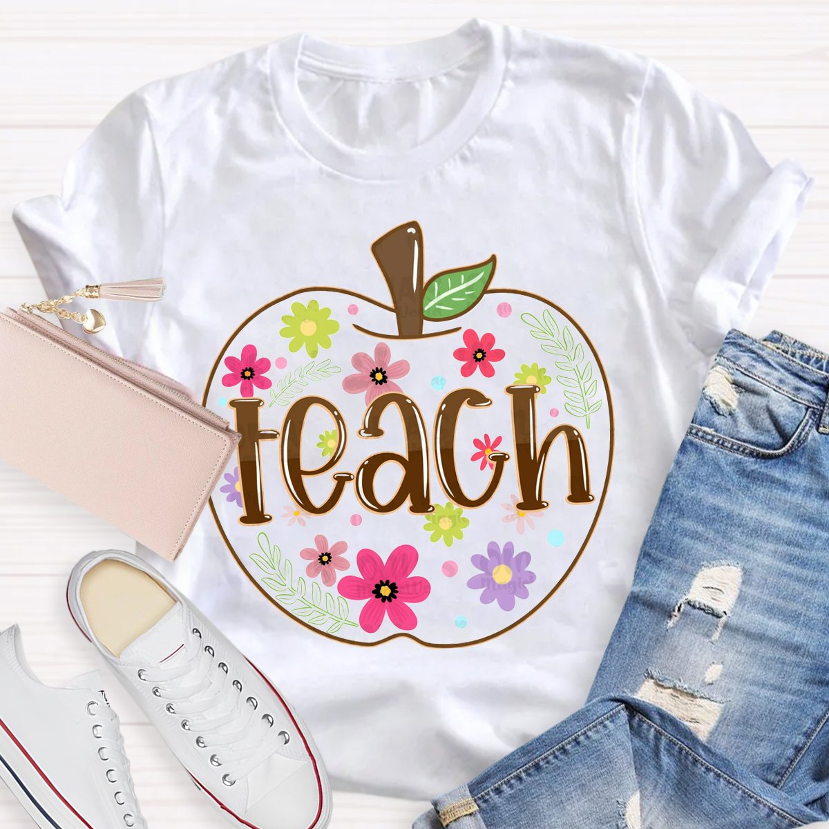 Apple Flowers Teachers T-Shirt