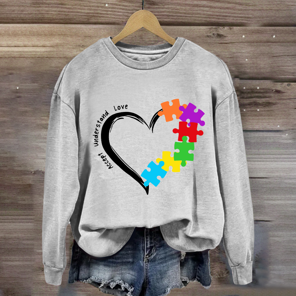 Accept Understand Love Heart Autism Sweatshirt