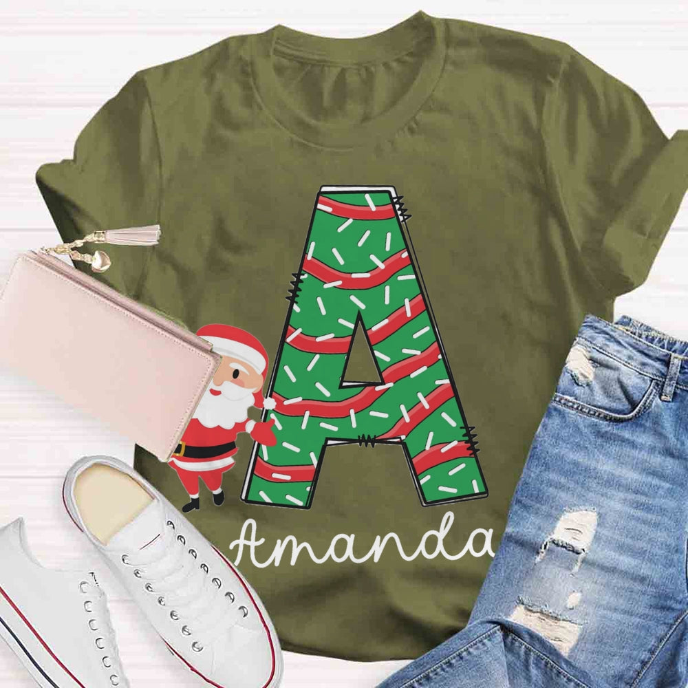 Personalized Name Initials Santa Claus T-shirt