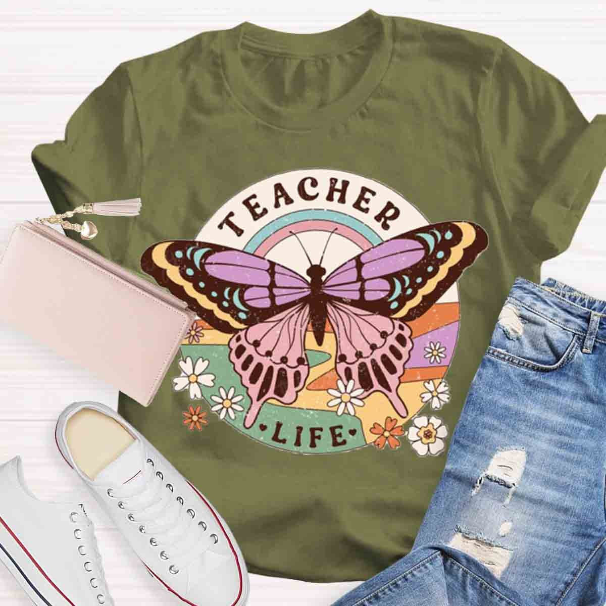 Teacher Life Butterfly T-Shirt