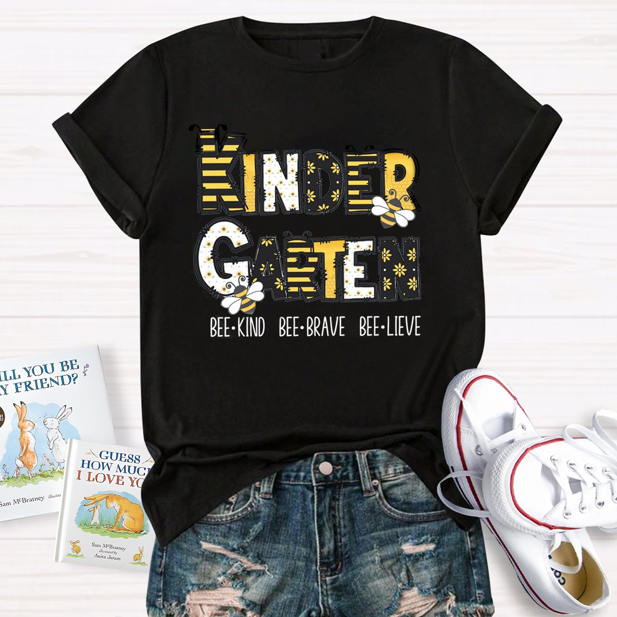 Personalized Grade Bee Kind, Brave, Believe Motivational Teacher T Shirt