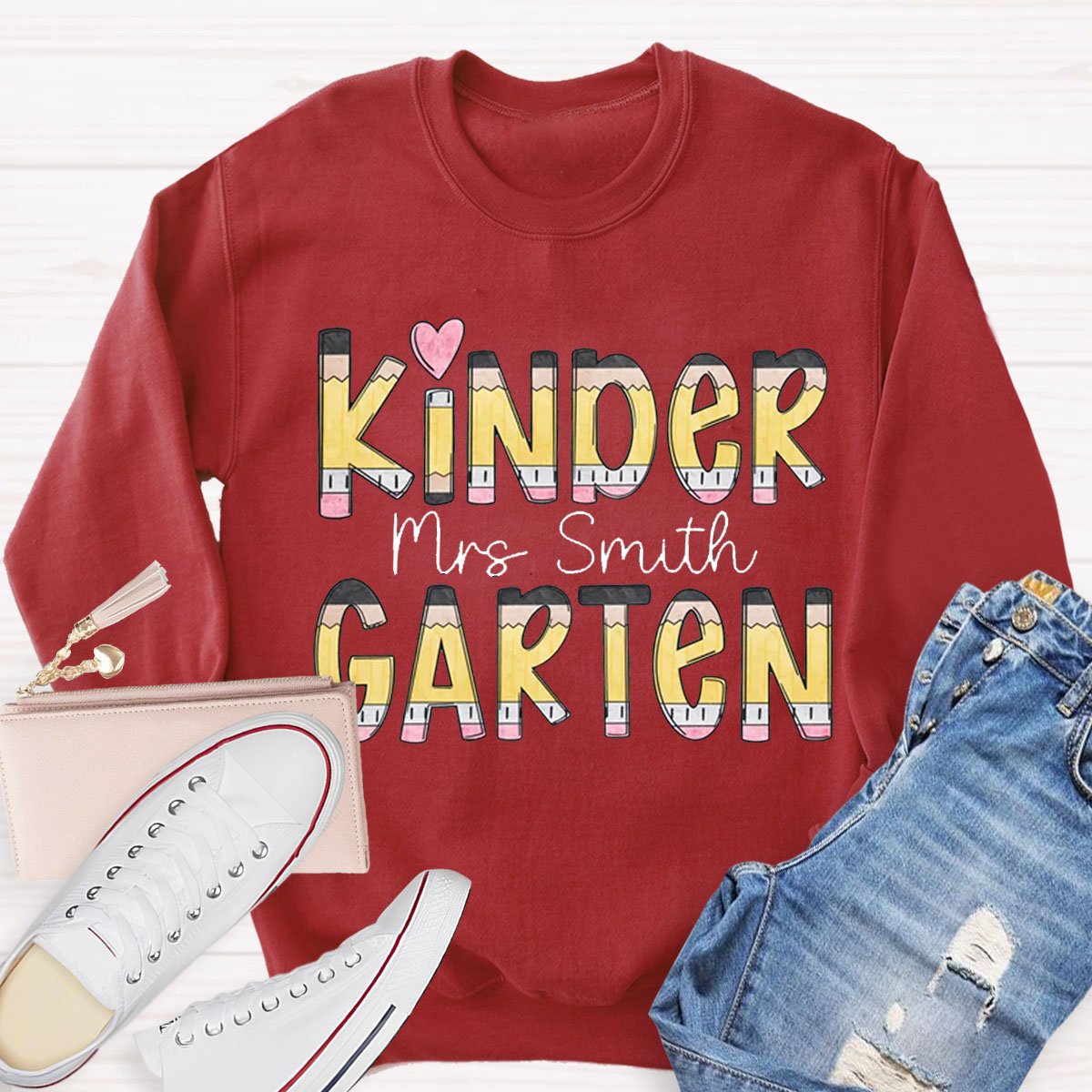 Personalized Name Kinder Garden Teachers Sweatshirt