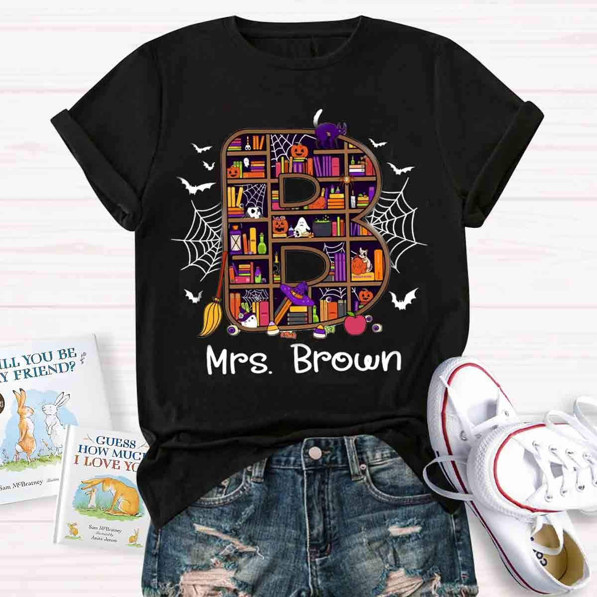 Personalized Name Halloween Spooky Teacher T-Shirt