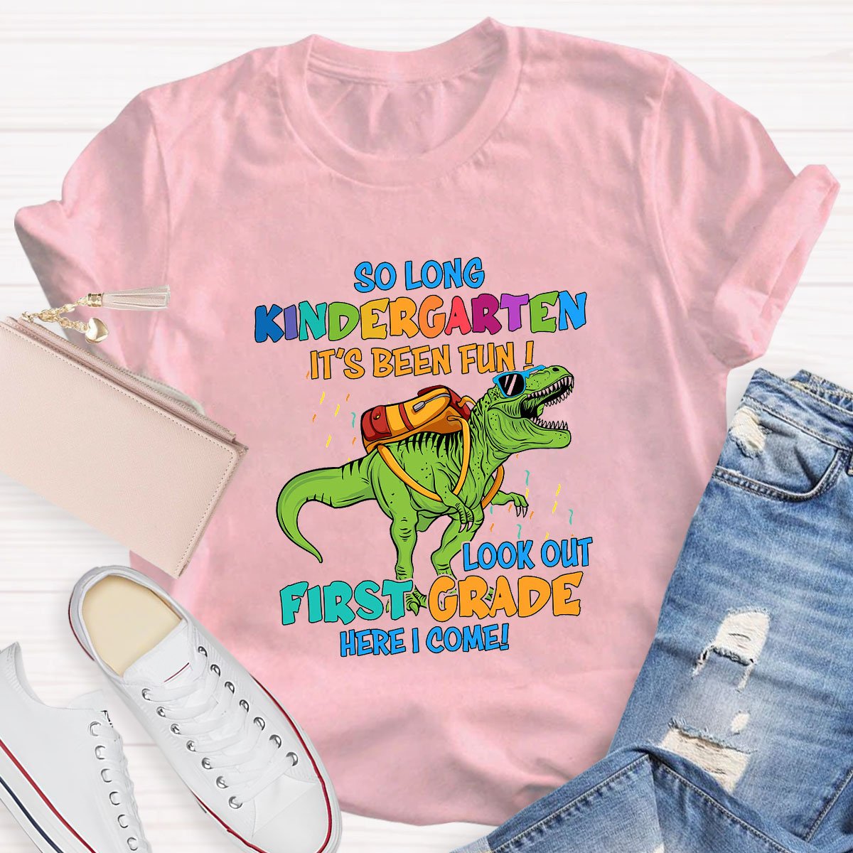 Personalized Grade Dinosaur Carrying A Schoolbag T-Shirt