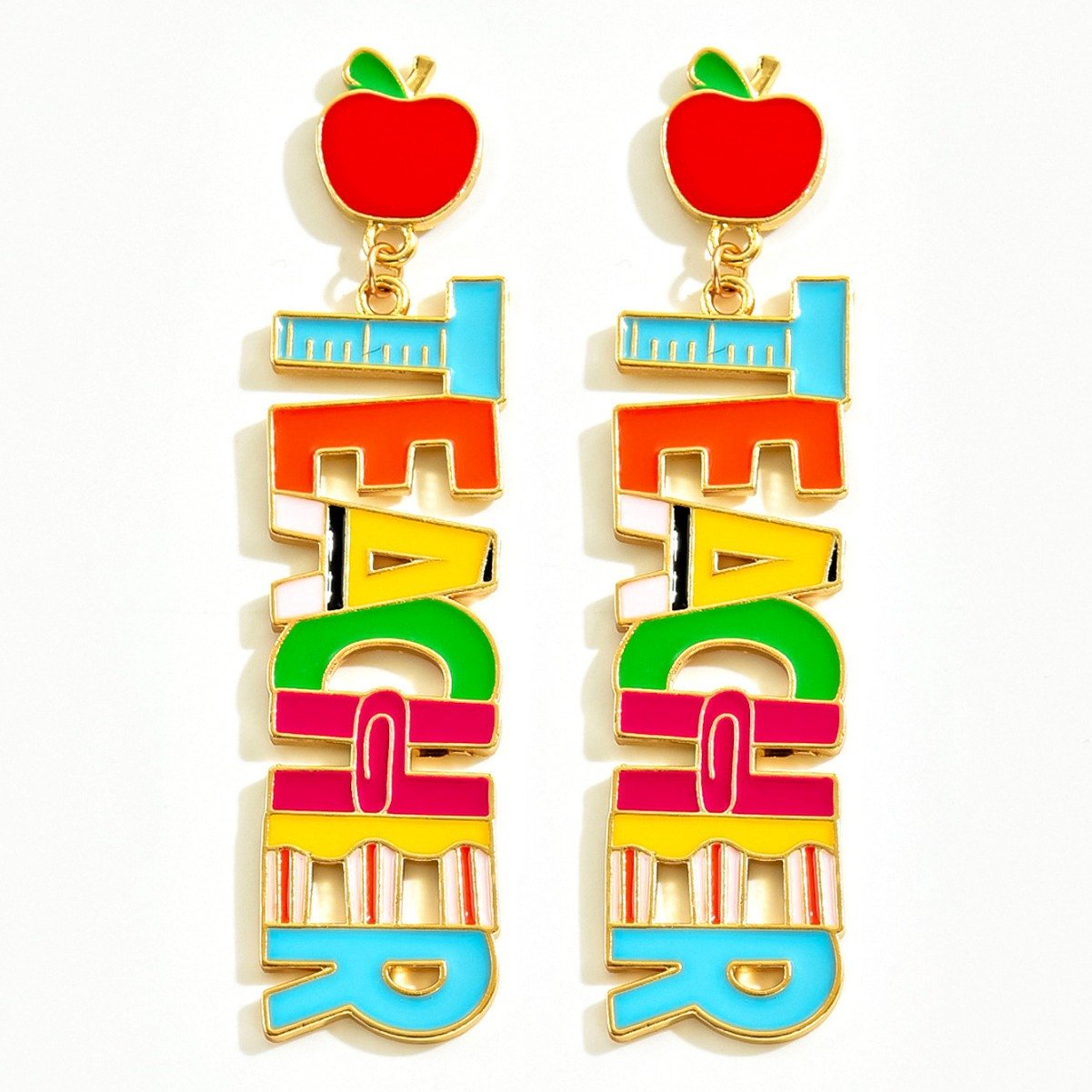 Metal Drop Oil Campus Style Teacher Earrings