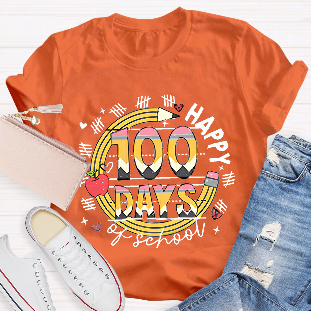 100 Days Of School Pencil Teacher T-Shirt