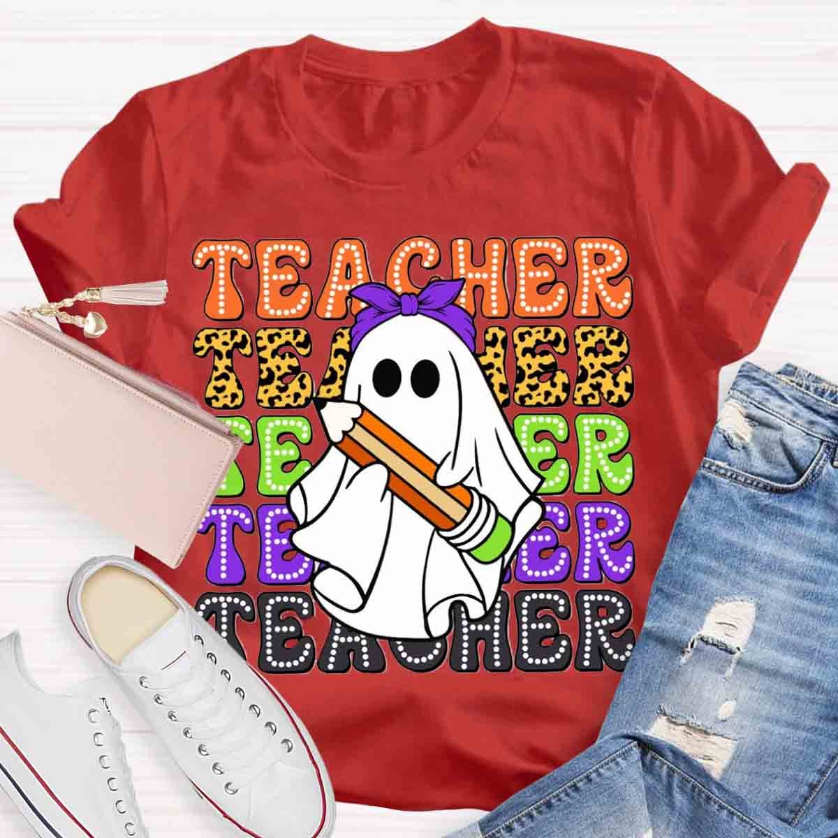 Halloween Cute Ghost Spooky Teacher Shirt