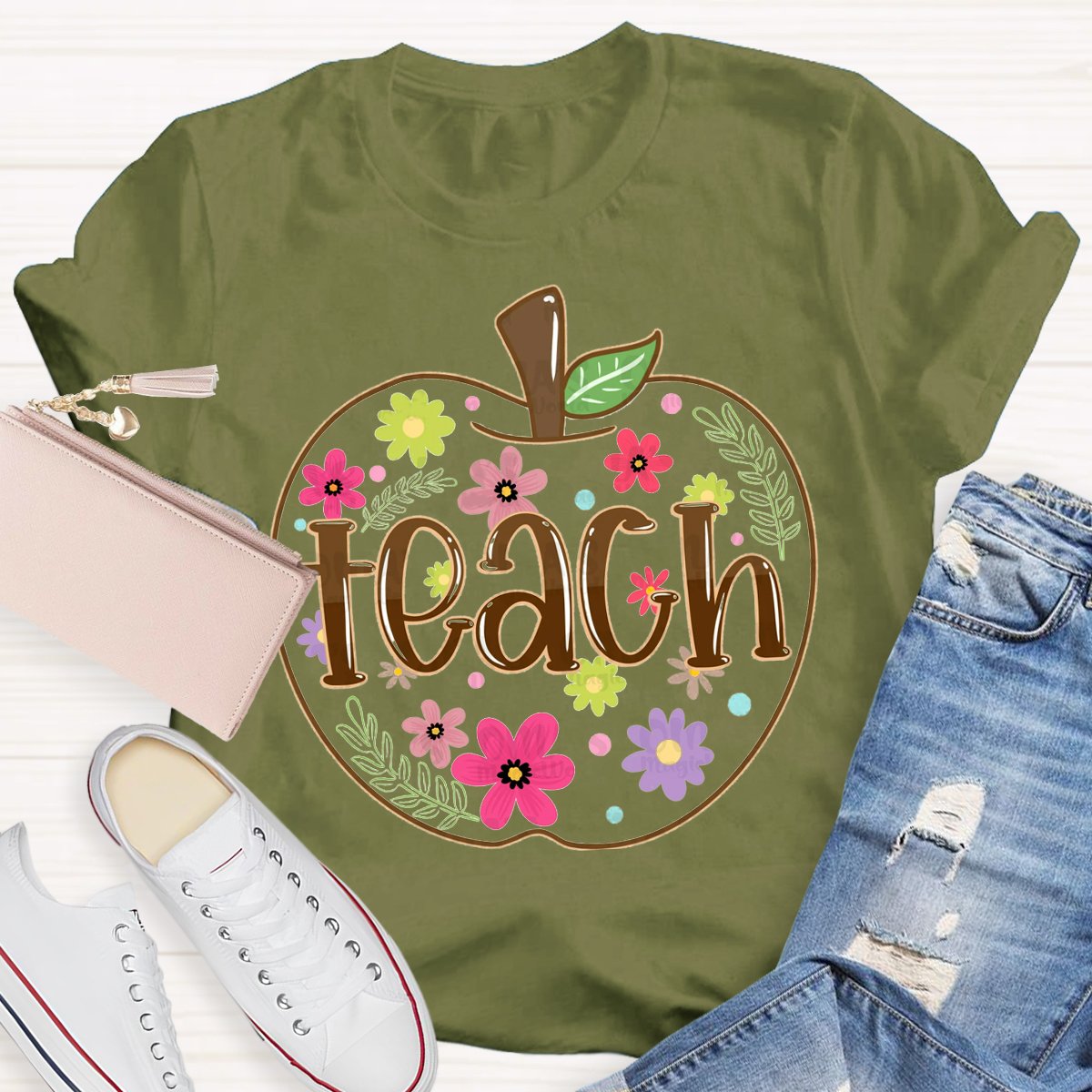 Apple Flowers Teachers T-Shirt