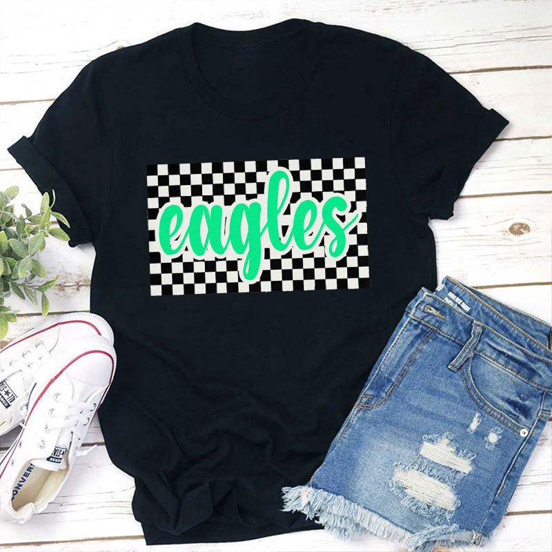 Personalized Retro Style Checkerboard Teacher T-Shirt