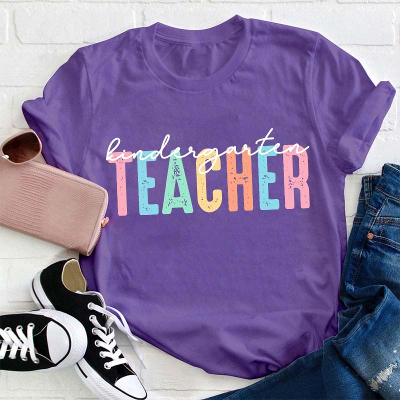 Personalized Colorful Grade Teacher T-Shirt