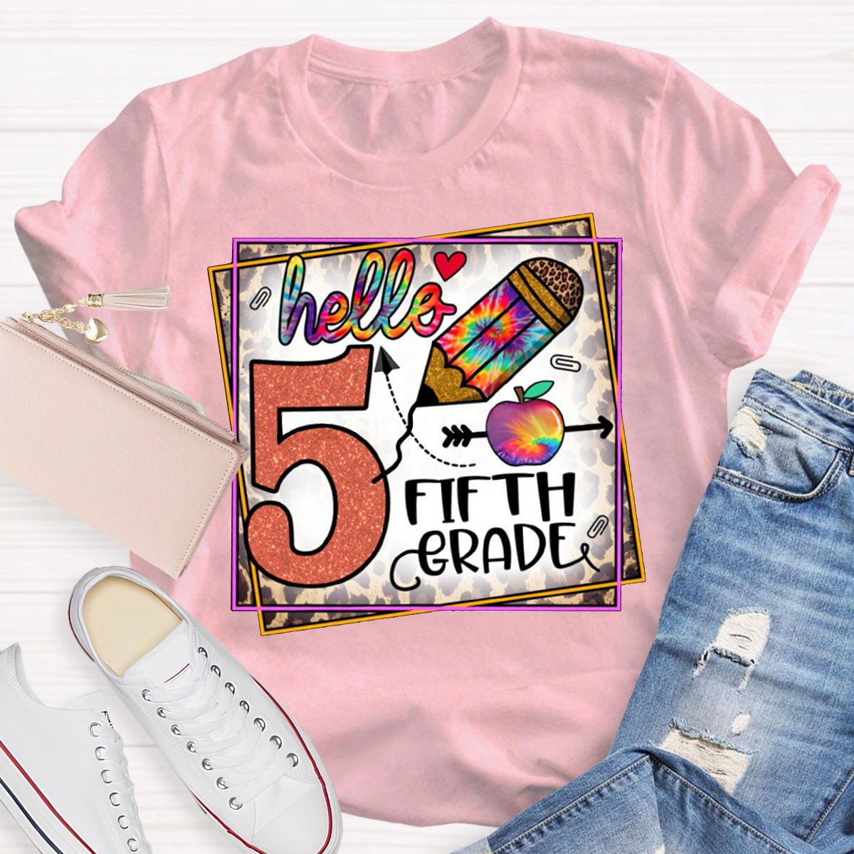 Personalized Grade With Art Pen Teacher's T-Shirt