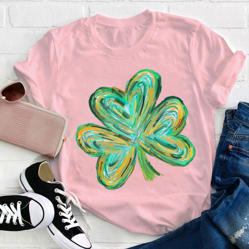 Colorful Clover St Patrick's Day Teacher T-Shirt