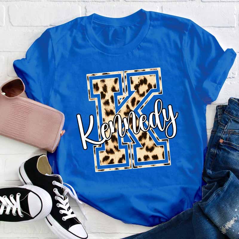 Personalized Name Leopard Color Teacher T-Shirt