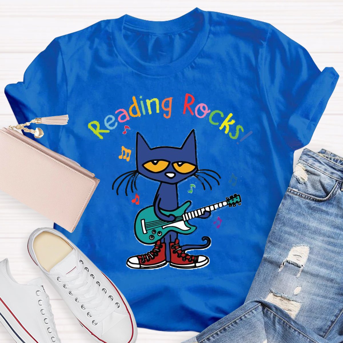 Reading Rocks Funny Cat T-Shirt