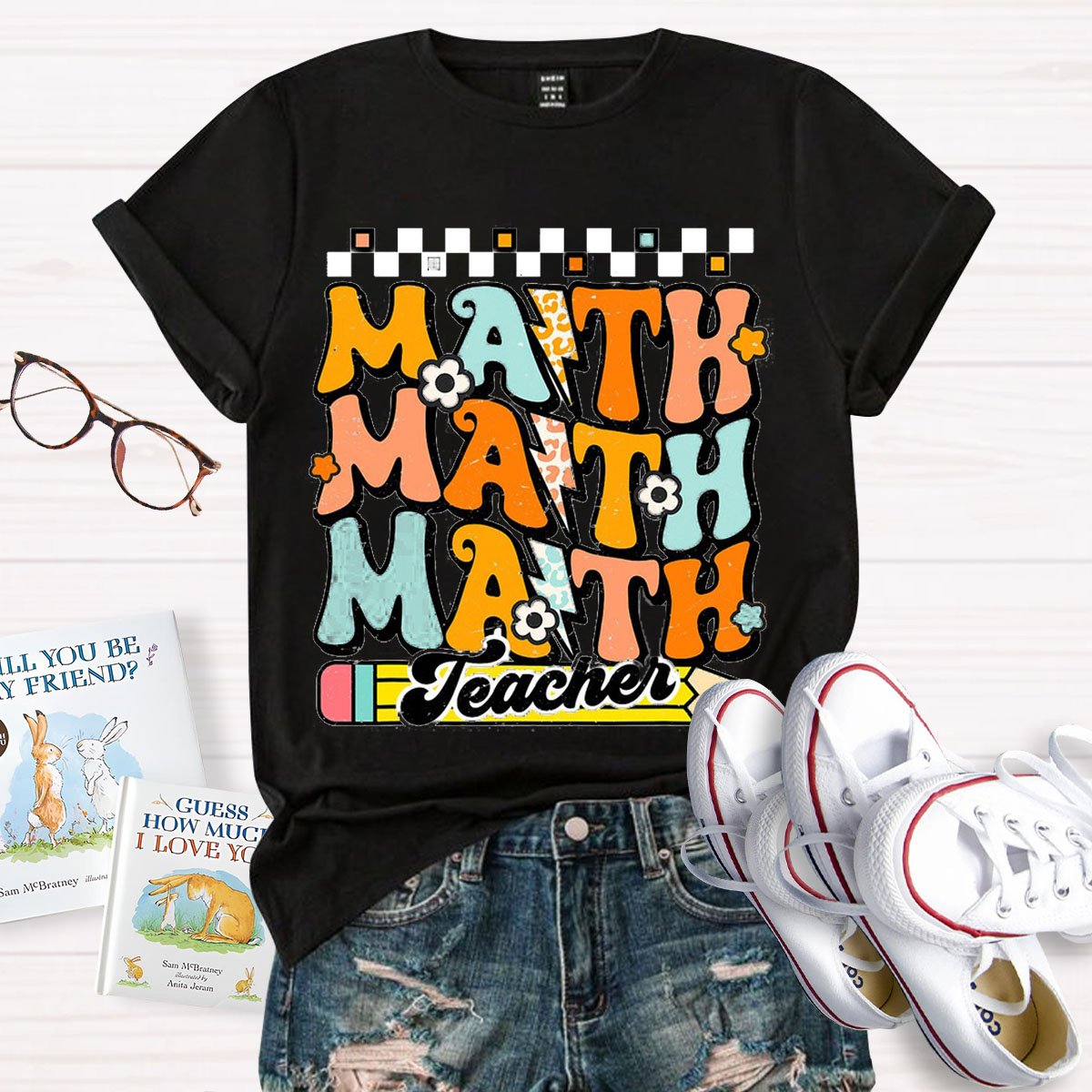 Math Teacher Text Letters T-Shirt