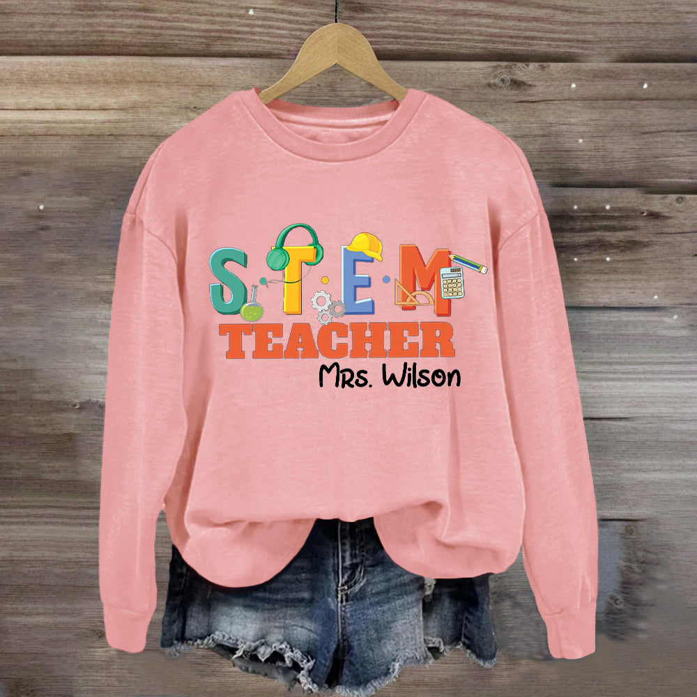 Personalized Name STEM Teacher Pencil Sweatshirt