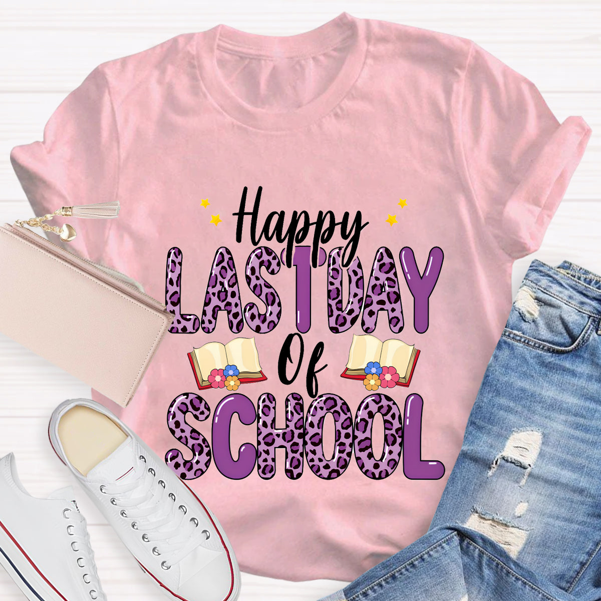 Happy Last Day Of School Purple Printed T-Shirt